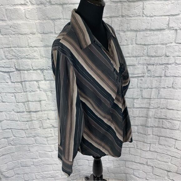 Quizz woman stretch hook front stripe Longsleeve blouse sz 20 women - Picture 6 of 13